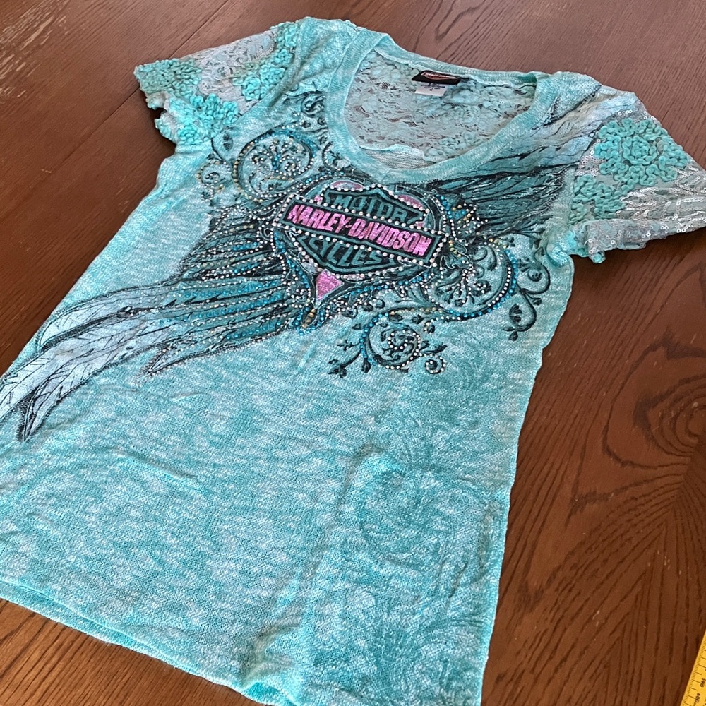 HARLEY-DAVIDSON V-NECK MINT GREEN SWEATER NEW WITHOUT TAGS - Picture 11 of 11